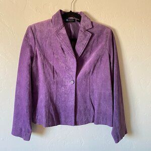 Vintage Relativity Purple Genuine Suede Leather Jacket Petite Large